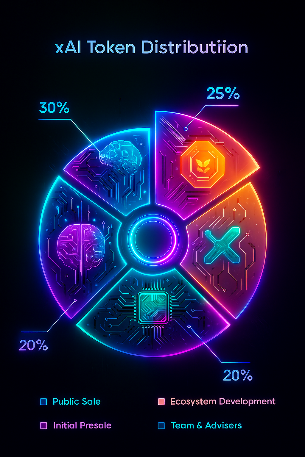 Pie chart of XA64P token distribution